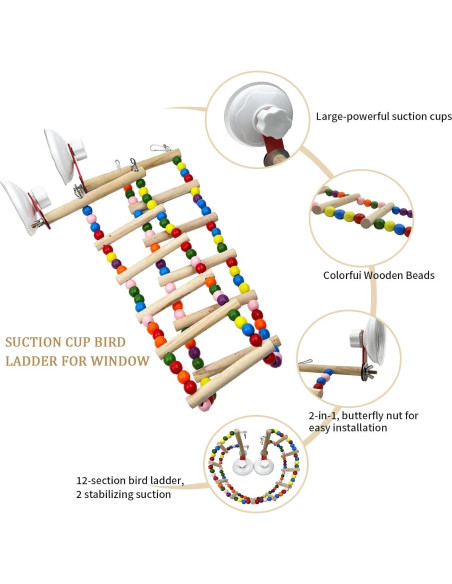Escalera de Madera para Pájaros FlidRunest 65 cm Colorida