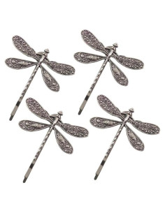 4 Clips para el Cabello Libélula Plateada YuanHolumid