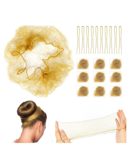 Conjunto de Redes para Moño de Ballet Sliverdew - 20 Unidades Rubias