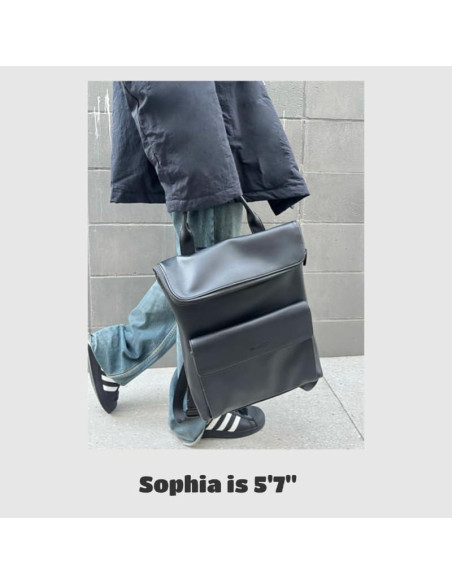 Mochila de Oficina para Mujeres de Cuero Vegano 30L Negra