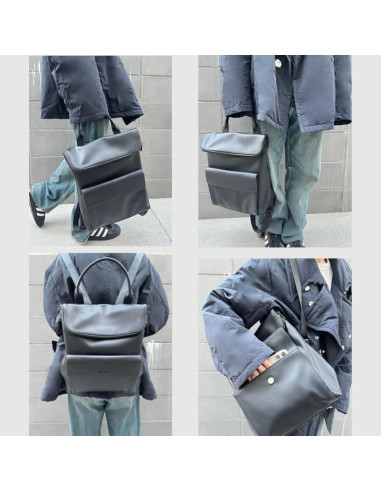 Mochila de Oficina para Mujeres de Cuero Vegano 30L Negra