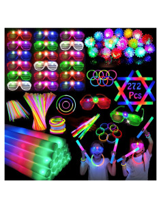 272PCS Suministros de Fiesta Brillantes MEZHOBBY - Varitas, Gafas y Anillos
