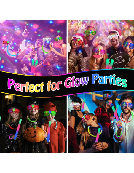 272PCS Suministros de Fiesta Brillantes MEZHOBBY - Varitas, Gafas y Anillos 272PCS Suministros de Fiesta Brillantes MEZHOBBY - Varitas, Gafas y Anillos