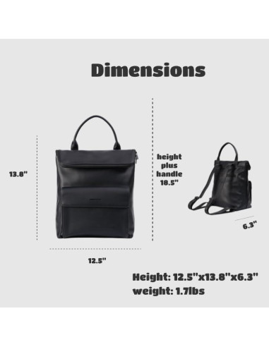 Mochila de Oficina para Mujeres de Cuero Vegano 30L Negra