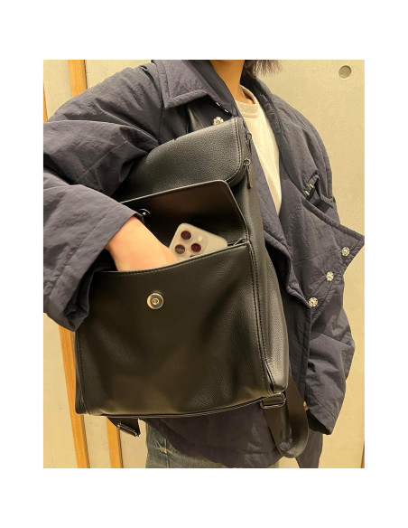 Mochila de Oficina para Mujeres de Cuero Vegano 30L Negra