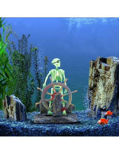 Adorno Acuático Mesee Capitán Pirata 9x6x13cm Resina