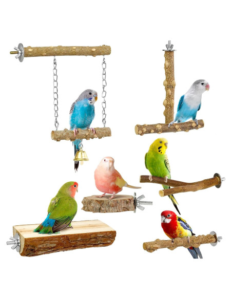 Posaderos para Aves HPAWHOMEPART 6pcs Madera Natural