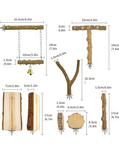 Posaderos para Aves HPAWHOMEPART 6pcs Madera Natural 2