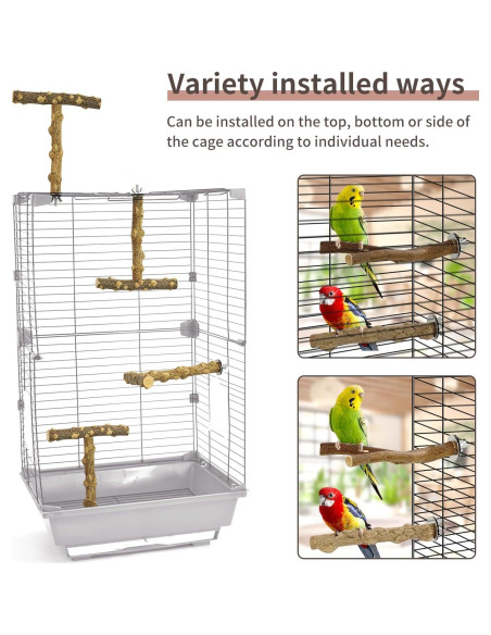 Posaderos para Aves HPAWHOMEPART 6pcs Madera Natural