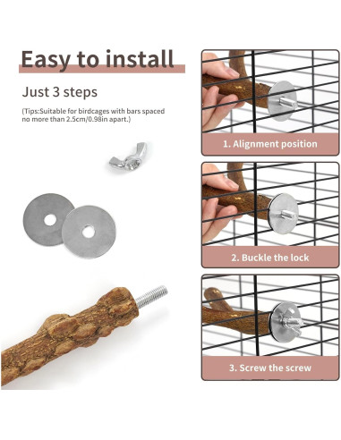 Posaderos para Aves HPAWHOMEPART 6pcs Madera Natural