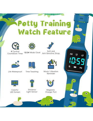 Reloj de Entrenamiento para el Baño Timever Dinosaurio 2-9 Años