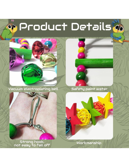 Juguetes para Periquitos Xloey - 7 Piezas Coloridas y Diversas