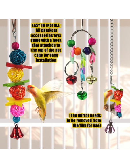 Juguetes para Periquitos Xloey - 7 Piezas Coloridas y Diversas
