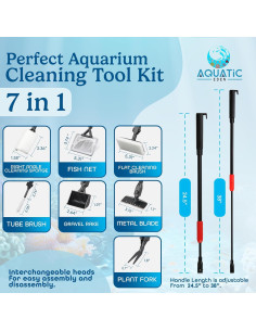 Kit de Limpieza de Acuario 7 en 1 Aquatic Eden - Raspador, Red y Más 2