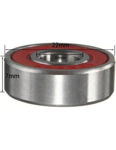 10 Rodamientos 608 2RS ABEC-9 Rojos para Patineta 8x22x7mm