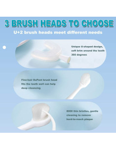 Cepillo de dientes eléctrico Caromolly U+2 para niños 2-6 años 2