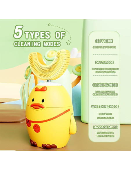 Cepillo de Dientes Eléctrico RexCodar para Niños 2-6 Años Amarillo