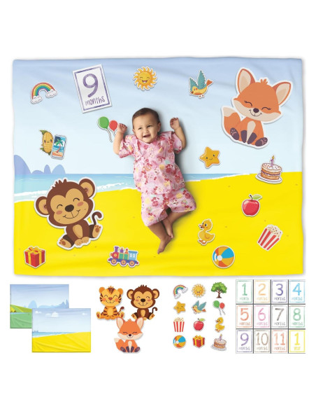 Kit de Hitos Mensuales para Bebés Sam & Lilly - Manta Reversible 170x152cm Kit de Hitos Mensuales para Bebés Sam & Lilly - Manta Reversible 170x152cm