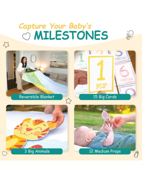 Kit de Hitos Mensuales para Bebés Sam & Lilly - Manta Reversible 170x152cm Kit de Hitos Mensuales para Bebés Sam & Lilly - Manta Reversible 170x152cm