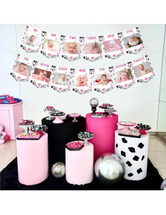 Banner de Foto de Cumpleaños Vaquera Espacial Rosa 1er Año 2