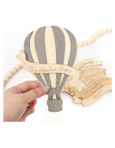 Cartel de Hitos Mensuales de Madera Globo Aerostático LINLULU