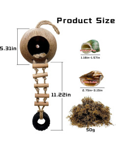 Escondite de Coco para Reptiles Acsist 13.5 cm 5 Piezas 2