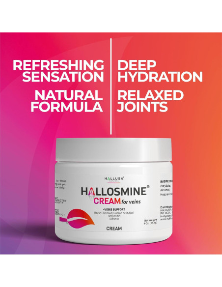 Crema para Venas Hallosmine 113g - Diosmina, Hesperidina, Aloe Vera