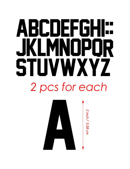 Letras de Transferencia Térmica 5 cm Huatray para Ropa - Negro