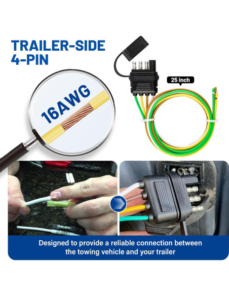 Conector de Remolque MECMO 4 Pines 63.5 cm con Cubierta de Polvo