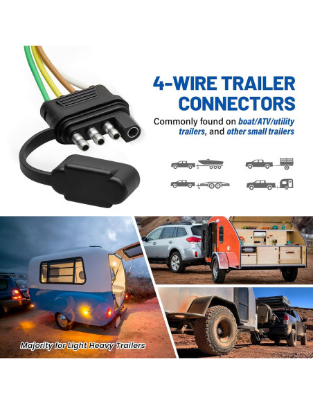 Conector de Remolque MECMO 4 Pines 63.5 cm con Cubierta de Polvo