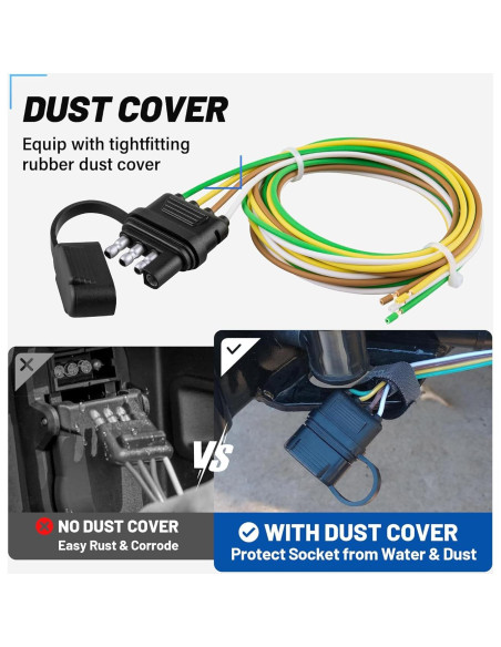 Conector de Remolque MECMO 4 Pines 63.5 cm con Cubierta de Polvo