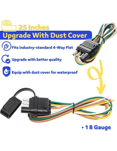 Conector de Remolque MECMO 4 Pines 63.5 cm con Cubierta de Polvo