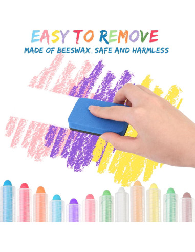 24 Tizas Lavables Sin Polvo FWUNYVN con Soporte y Borrador