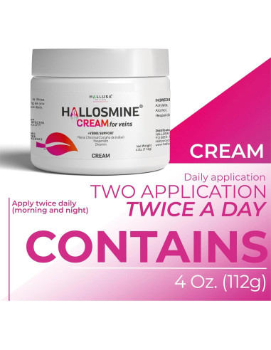 Crema para Venas Hallosmine 113g - Diosmina, Hesperidina, Aloe Vera