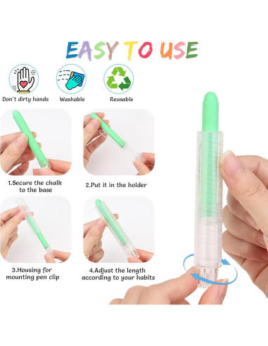 24 Tizas Lavables Sin Polvo FWUNYVN con Soporte y Borrador