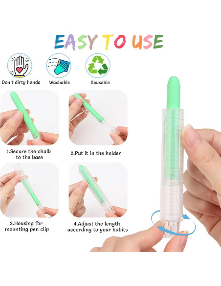 24 Tizas Lavables Sin Polvo FWUNYVN con Soporte y Borrador