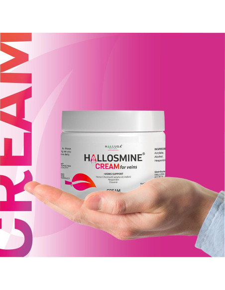 Crema para Venas Hallosmine 113g - Diosmina, Hesperidina, Aloe Vera