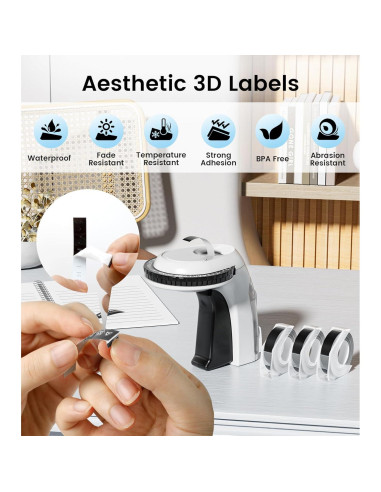 Máquina de Etiquetas en Relieve EazeID 3D con 3 Cintas 9mm