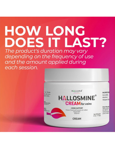 Crema para Venas Hallosmine 113g - Diosmina, Hesperidina, Aloe Vera