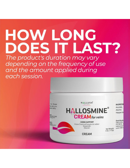 Crema para Venas Hallosmine 113g - Diosmina, Hesperidina, Aloe Vera