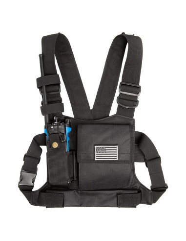 Arnés de Pecho Luiton Negro con Tiras Reflectantes