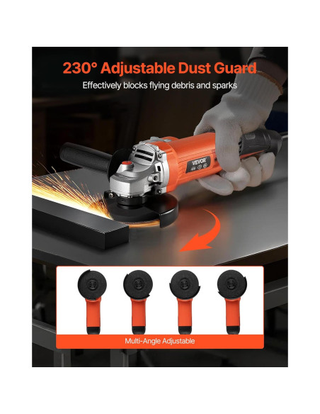 Amoladora Angular VEVOR 1200W 5" 10000RPM con Protector Ajustable