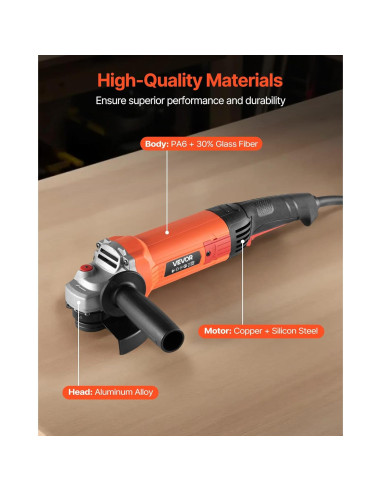Amoladora Angular VEVOR 1200W 5" 10000RPM con Protector Ajustable