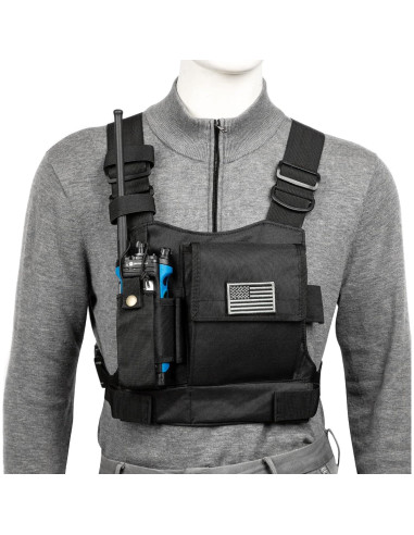 Arnés de Pecho Luiton Negro con Tiras Reflectantes