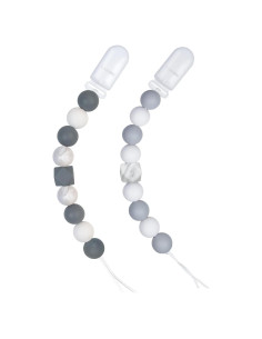 Clip de Chupete Gris para Bebés - 2 Unidades Silicona