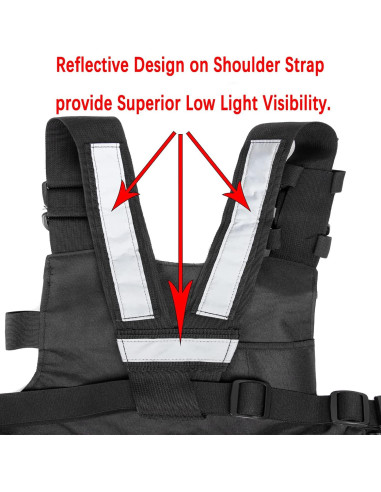 Arnés de Pecho Luiton Negro con Tiras Reflectantes