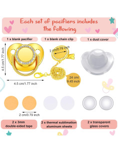 Juego de 3 Chupetes Personalizados con Clip Brillante - Silicona 2