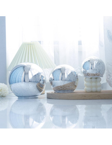 Lámpara de Mesa LED Kaowod 12.19 cm Esfera de Vidrio Plata