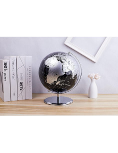 Globo Terráqueo Metálico ANNOVA Negro 25.4 cm - Decoración Moderna 2