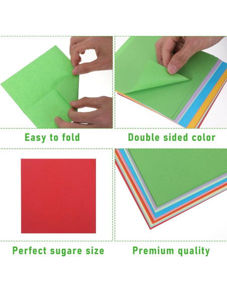 200 Hojas Papel Origami Doble Cara 10 Colores 10x10cm y 15x15cm